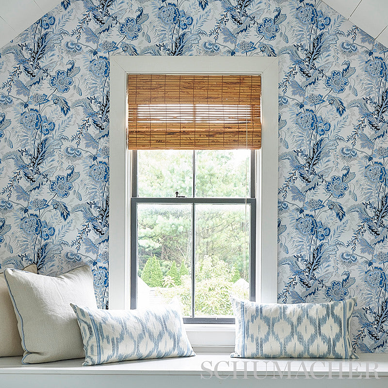 Sandoway Vine Linen by Schumacher Allover Floral Indienne Wallpaper – Schumacher 5011610