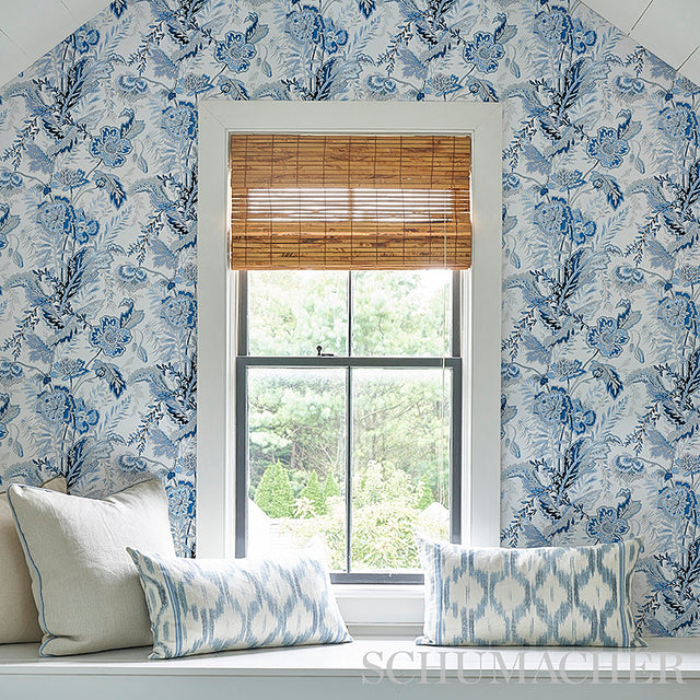 Sandoway Vine Linen by Schumacher Allover Floral Indienne Wallpaper – Schumacher 5011610