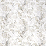 Sandoway Vine Linen by Schumacher, a delicate allover floral Indienne print wallpaper in neutral tones.