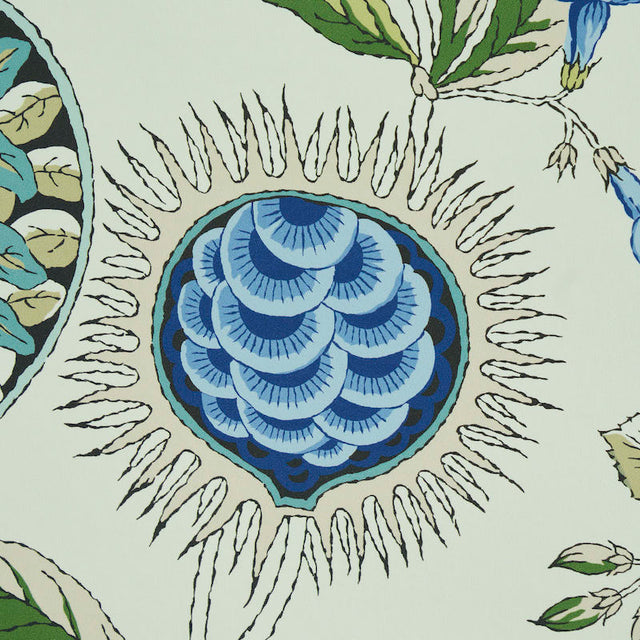 Roca Redonda Blue & Ivory by Schumacher Perennial Favorites Digital Print Wallpaper – Schumacher 5011620
