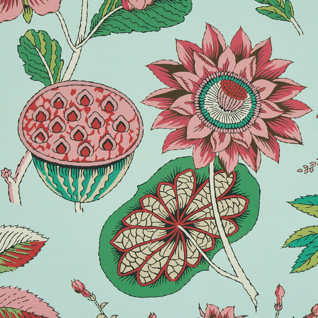 Roca Redonda Mineral & Pink by Schumacher Fantastical Floral Wallpaper – Schumacher 5011621
