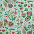 Fantastical floral and botanical wallpaper in mineral and pink on a light background, inspired by an 18th-century French document, by Schumacher.