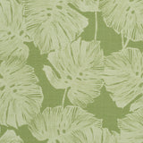 Del Coco Sisal wallpaper in Leaf by Schumacher features split leaf philodendron leaves in a soft, watercolor effect on a textured green ground.