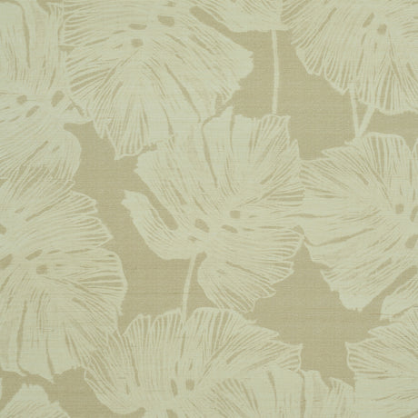 Del Coco Sisal wallpaper in sand colorway featuring split leaf philodendron leaves with a watercolor effect on a textured ground.