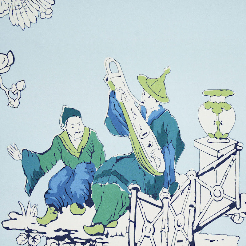 Chinoiserie Moderne Blue by Schumacher Scenic Wallpaper – Perennial Favorites 5011650