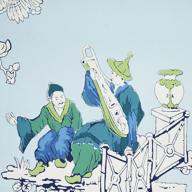 Chinoiserie Moderne Blue by Schumacher Scenic Wallpaper – Perennial Favorites 5011650