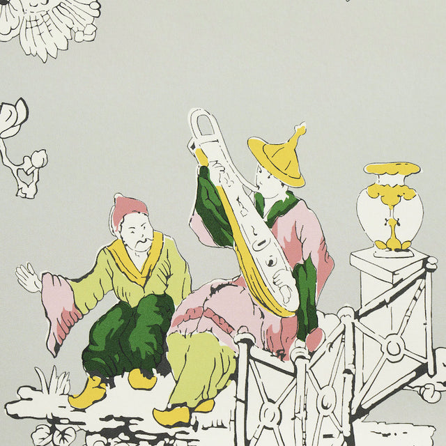 Chinoiserie Moderne Soft Grey by Schumacher Modern Chinoiserie Scenic Wallpaper – Schumacher 5011652