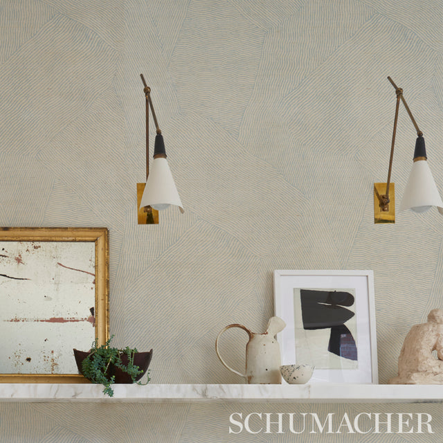 Burnett Sisal Sky by Schumacher Abstract Watercolor Sisal Wallcovering – Schumacher 5011670