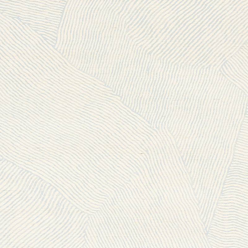 Burnett Sisal Sky by Schumacher - abstract watercolor wave pattern on sisal wallcovering in light blue and cream.