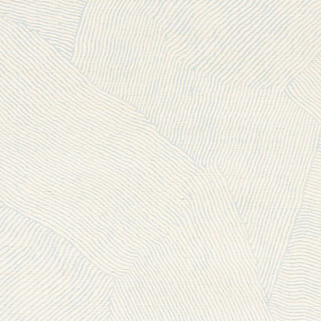 Burnett Sisal Sky by Schumacher - abstract watercolor wave pattern on sisal wallcovering in light blue and cream.