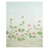 Kireina Lotus Panel Set wallpaper in coral and ivory, featuring a large-scale lotus flower and leaf motif inspired by 17th-century Japanese woodblock art.