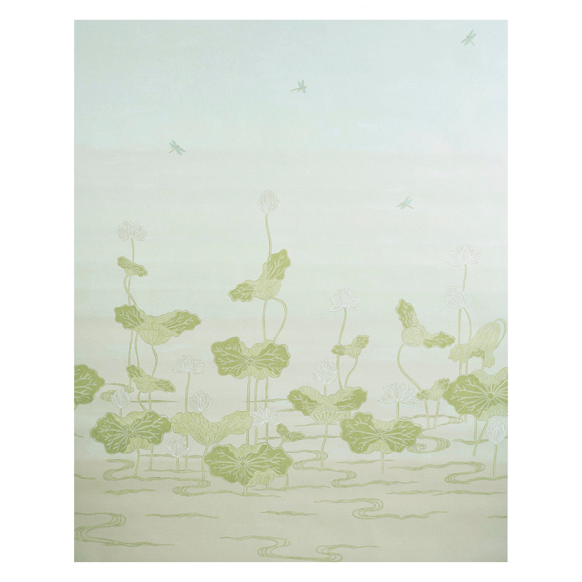 KIREINA LOTUS PANEL SET wallpaper in white ivory with a large-scale lotus flower and leaf motif, inspired by 17th-century Japanese woodblock art.