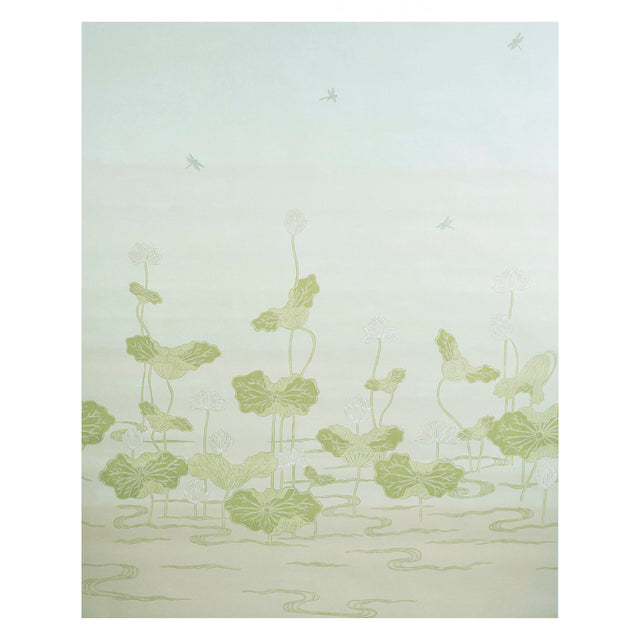 KIREINA LOTUS PANEL SET wallpaper in white ivory with a large-scale lotus flower and leaf motif, inspired by 17th-century Japanese woodblock art.