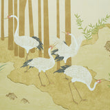 Yashinoki Crane Panel Set Gold by Schumacher Japanese Crane Mural Wallpaper – Schumacher 5011700