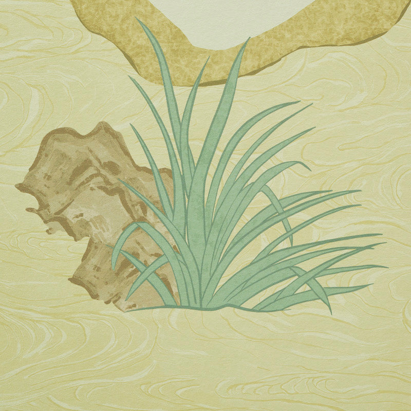Yashinoki Crane Panel Set Gold by Schumacher Japanese Crane Mural Wallpaper – Schumacher 5011700