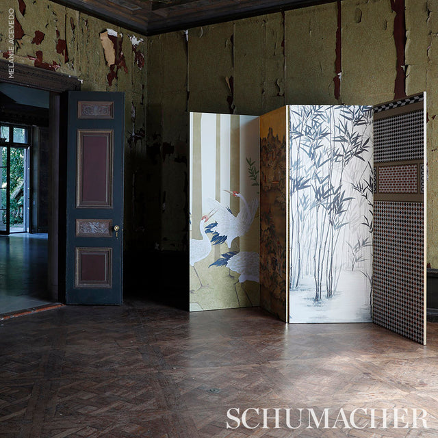 Yashinoki Crane Panel Set Gold by Schumacher Japanese Crane Mural Wallpaper – Schumacher 5011700