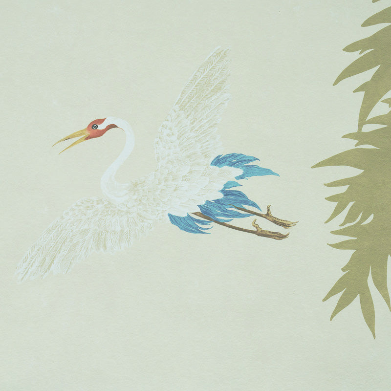Yashinoki Crane Panel Set Willow Scenic Japanese Crane Mural Wallpaper – Schumacher 5011701