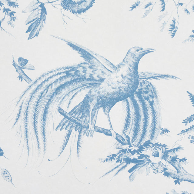 Toile de la Prairie Blue by Jill Lasersohn Scenic Botanical Wallpaper – Schumacher 5011711
