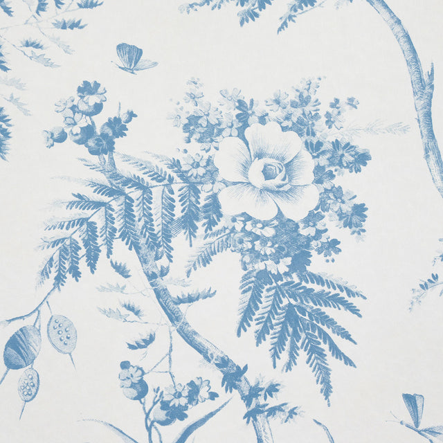 Toile de la Prairie Blue by Jill Lasersohn Scenic Botanical Wallpaper – Schumacher 5011711