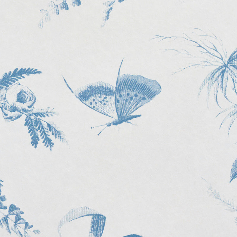 Toile de la Prairie Blue by Jill Lasersohn Scenic Botanical Wallpaper – Schumacher 5011711