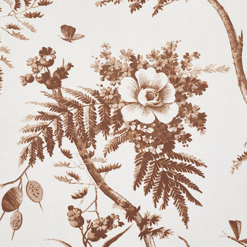 TOILE DE LA PRAIRIE Brown by Jill Lasersohn Scenic Botanical Wallpaper – Schumacher 5011712