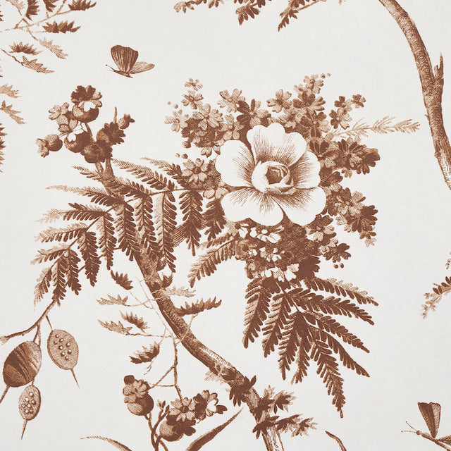 TOILE DE LA PRAIRIE Brown by Jill Lasersohn Scenic Botanical Wallpaper – Schumacher 5011712