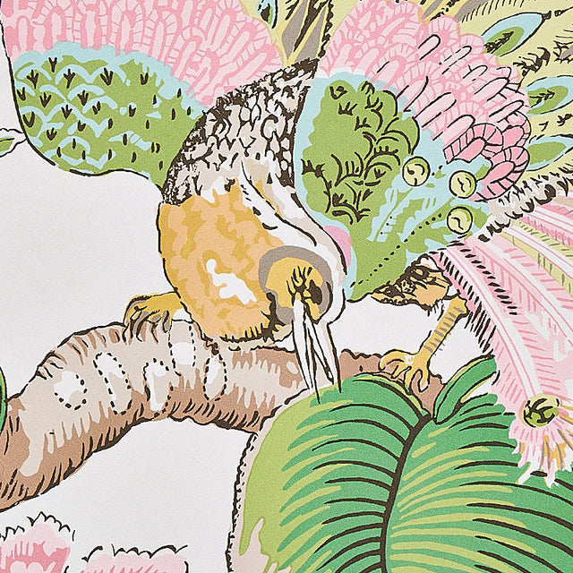 Cranley Garden Pink by Schumacher Romantic Floral and Bird Wallpaper – Schumacher 5011721