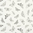 Burnell Butterfly wallpaper in ivory by Schumacher features a whimsical butterfly stamp design with tonal variations in metallics.