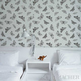 Burnell Butterfly Blue Metallic Butterfly Wallpaper – Schumacher 5011741
