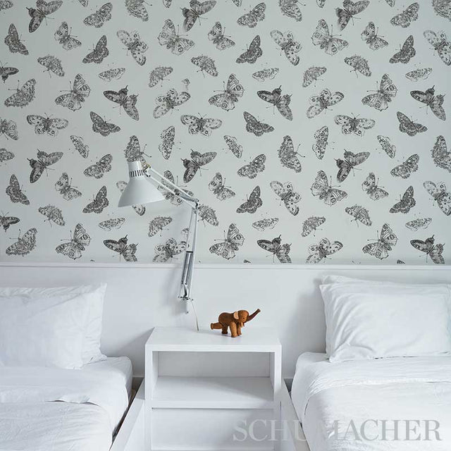 Burnell Butterfly Black Metallic Butterfly Wallpaper – Schumacher 5011742
