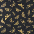 Burnell Butterfly wallpaper in black with metallic gold butterfly stamp design by Schumacher