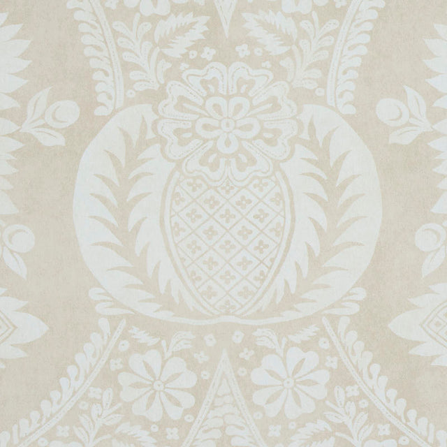 Villandry Damask Print Neutral by Schumacher Damask Wallpaper – Schumacher 5011751