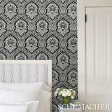 Villandry Damask Print Neutral by Schumacher Damask Wallpaper – Schumacher 5011751