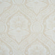 Villandry Damask Print wallpaper in a neutral colorway featuring a stylized damask pattern inspired by French country estates.
