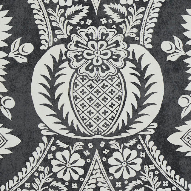 Villandry Damask Print Black by Schumacher Elegant French Damask Wallpaper – Schumacher 5011752