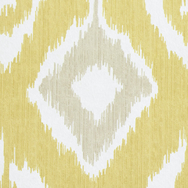 Dedra Damask Yellow & Stone by Schumacher Ikat Arabesque Wallpaper – Schumacher 5011761