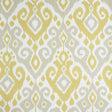 Dedra Damask wallpaper in yellow and stone, featuring a subtle arabesque ikat pattern by Schumacher.