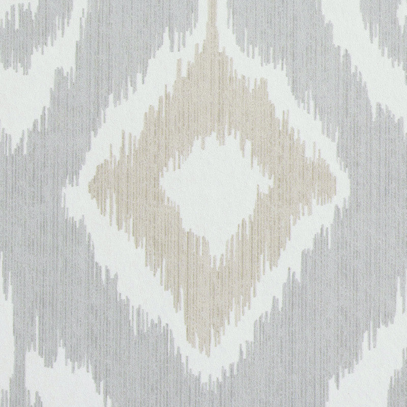 Dedra Damask Sand & Grey by Schumacher Subtle Arabesque Ikat Wallpaper – Schumacher 5011762