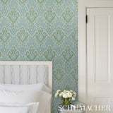 Dedra Damask Sand & Grey by Schumacher Subtle Arabesque Ikat Wallpaper – Schumacher 5011762