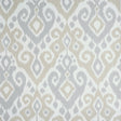 Dedra Damask wallpaper in sand and grey, featuring a subtle arabesque ikat pattern by Schumacher.
