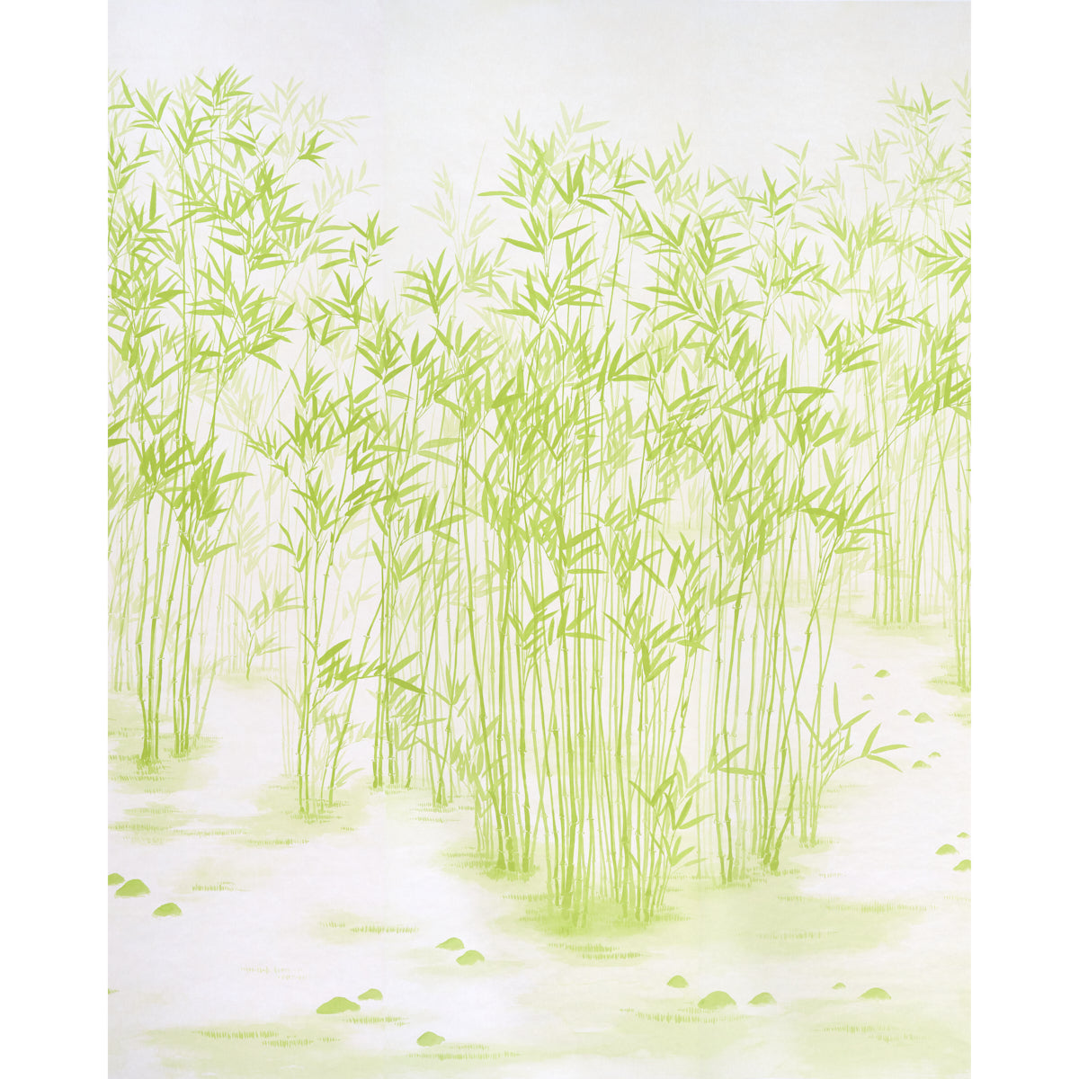 Green bamboo brush painting inspired wallpaper panel set, Kanji Panel Set by Schumacher