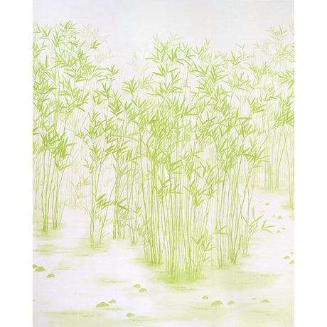 Green bamboo brush painting inspired wallpaper panel set, Kanji Panel Set by Schumacher