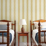 Sequoia Stripe Sisal Russet by Schumacher Wide Width Stripe Wallcovering – Schumacher 5011810