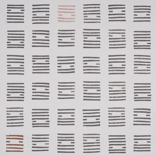 Tiasquam Charcoal by Caroline Z Hurley for Schumacher – Modern hand-blocked look geometric wallpaper in charcoal and neutral tones