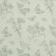 Baudin Butterfly Linen fabric with black outlined butterflies and botanical illustrations on a natural linen ground.