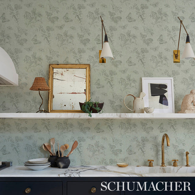 Baudin Butterfly Linen Blue by Schumacher Butterfly Botanical Wallpaper – Schumacher 5011831