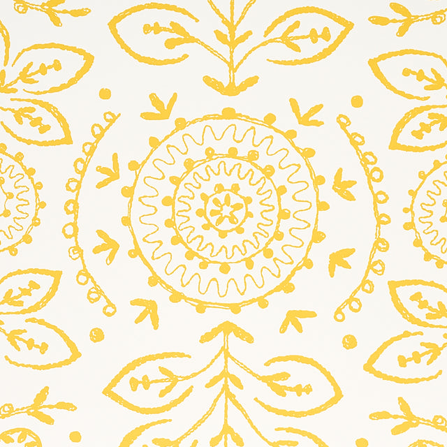 TIANA Yellow Bohemian Embroidered-Look Wallpaper by Schumacher – 5011842