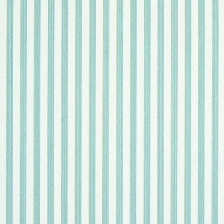 Edwin Stripe Narrow wallpaper in Seaglass by Schumacher, classic vertical stripe wallcovering in blue-green tones