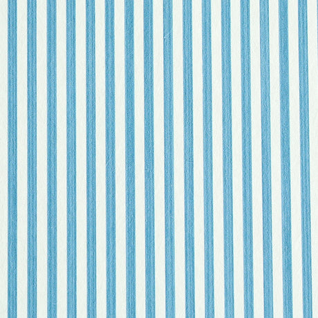 Edwin Stripe Narrow wallpaper in Ocean by Schumacher, featuring narrow blue and white vertical stripes.