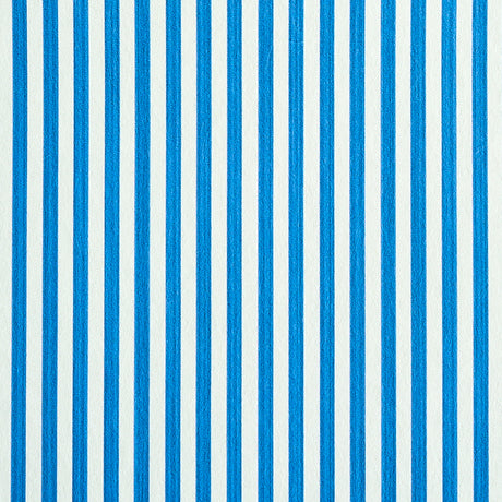 Edwin Stripe Narrow wallpaper in cobalt blue and white, featuring narrow vertical stripes for a classic, dimensional look.